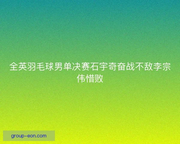 全英羽毛球男单决赛石宇奇奋战不敌李宗伟惜败